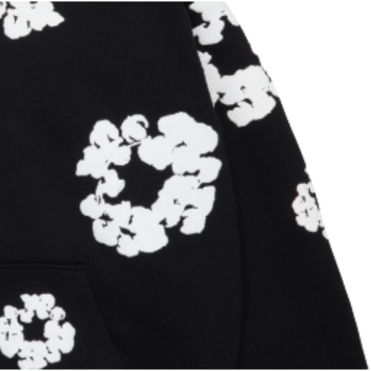 Denim Tears Cotton Wreath Hoodie Black Unisex Tops AOTHD1303BLK