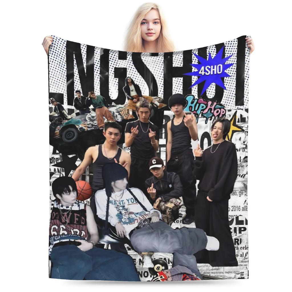 Super Soft Kpop Group Lngshot Throw Blanket Premium Flannel Fleece Lightweight Bed Blanket Super Cozy Blankets All Season Use