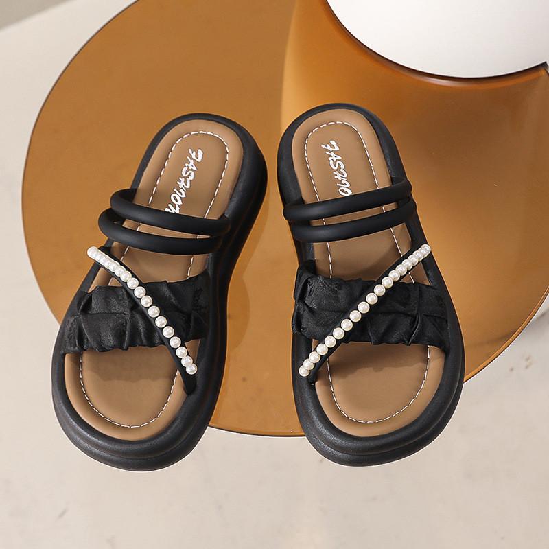 Stylish Summer Women's Sandals With Thick Sole And Elegant Design In Beige Green And Black