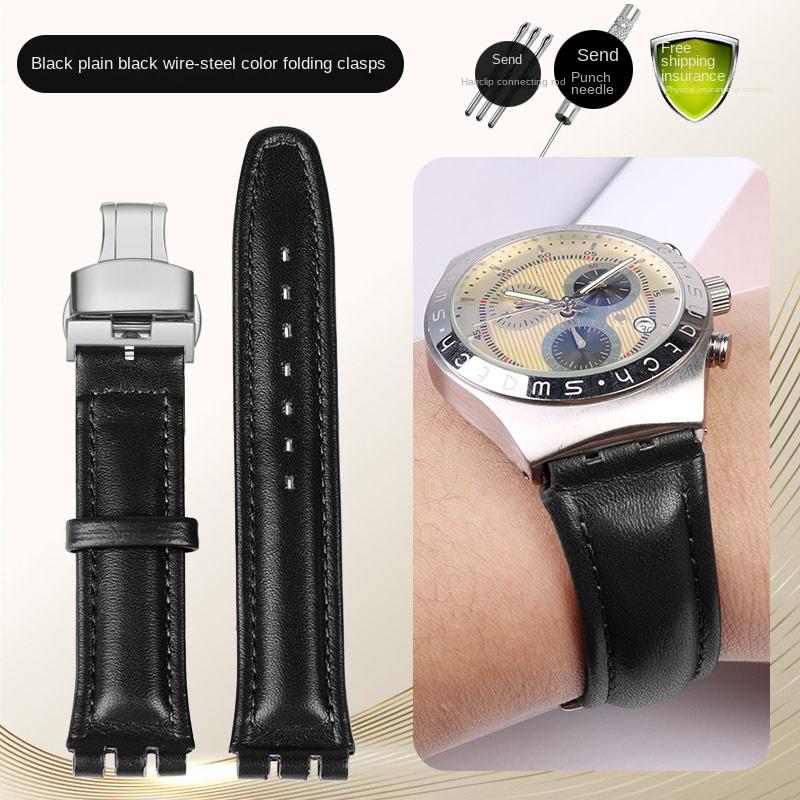 For swatch YCS YAS YGS series watch band 17mm 19mm genuine leather Wrist Strap Women men watch strap belt bracelet accessories