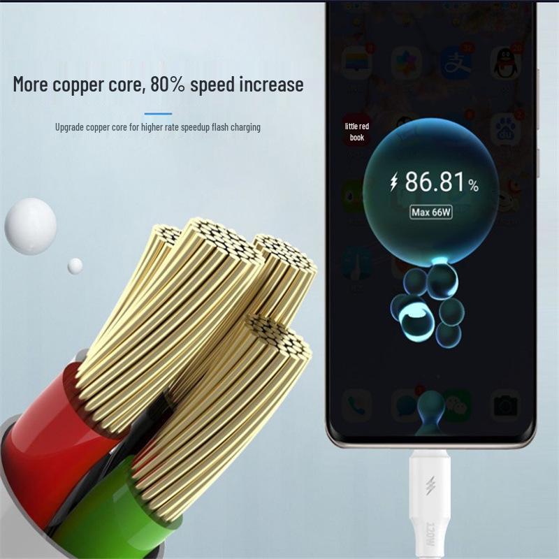 120W Python High-Speed Charging Cable for Xiaomi and Huawei - 6.0 Silicone Data Wire, Durable and Suitable for Flash Charging.