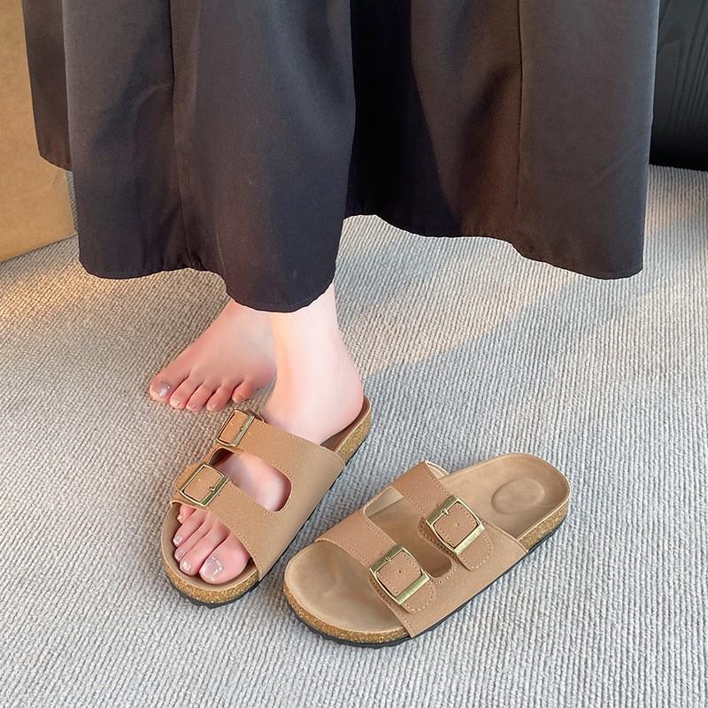 Mode Korea Sommar Retro Chunky Platåsandaler Justerbar Spännerem Bekväma Strandtofflor Mångsidiga Utomhus Casual Flipflops