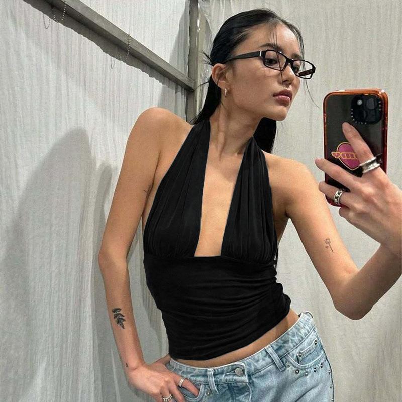 Halter Neck Deep V-neck Halter Sleeveless Vest