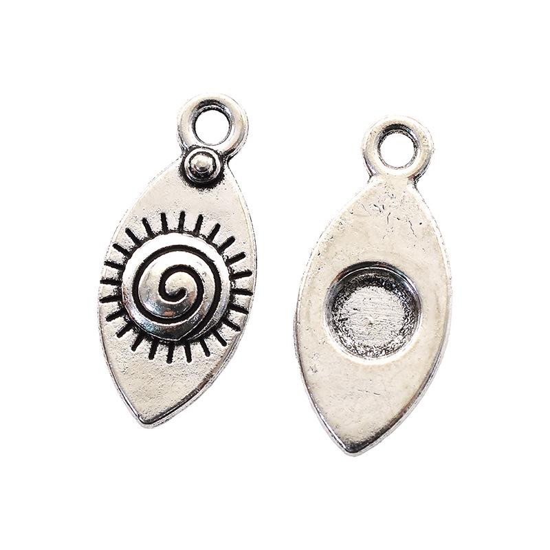 DIY Alloy Jewelry Accessories: 16 Antique Silver Horus Eye Pendants Set