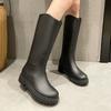 Modische vielseitige Damen-Langregenstiefel wasserdicht und rutschfest Outdoor-Regenschuhe bequeme und verschleißfeste Gummischuhe mit warmer Baumwolle