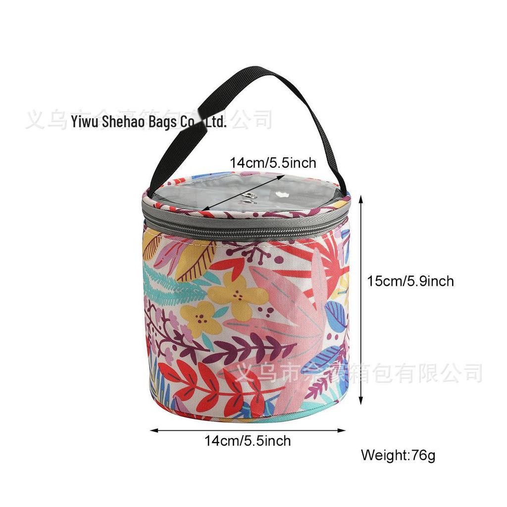 2025 Green Peony Portable DIY Wool Storage Bag - Polyester Hand-Held Bucket Bag