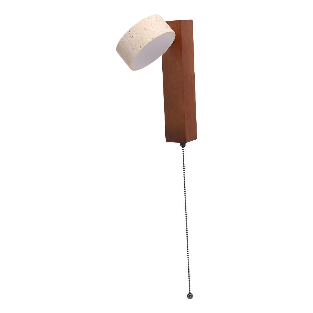 LED Wall Sconce Oak Wood Travertine Stone Modern Rotatable Wall Light Fixture Art Decor for Entryway Hallway Bedroom Bathroom