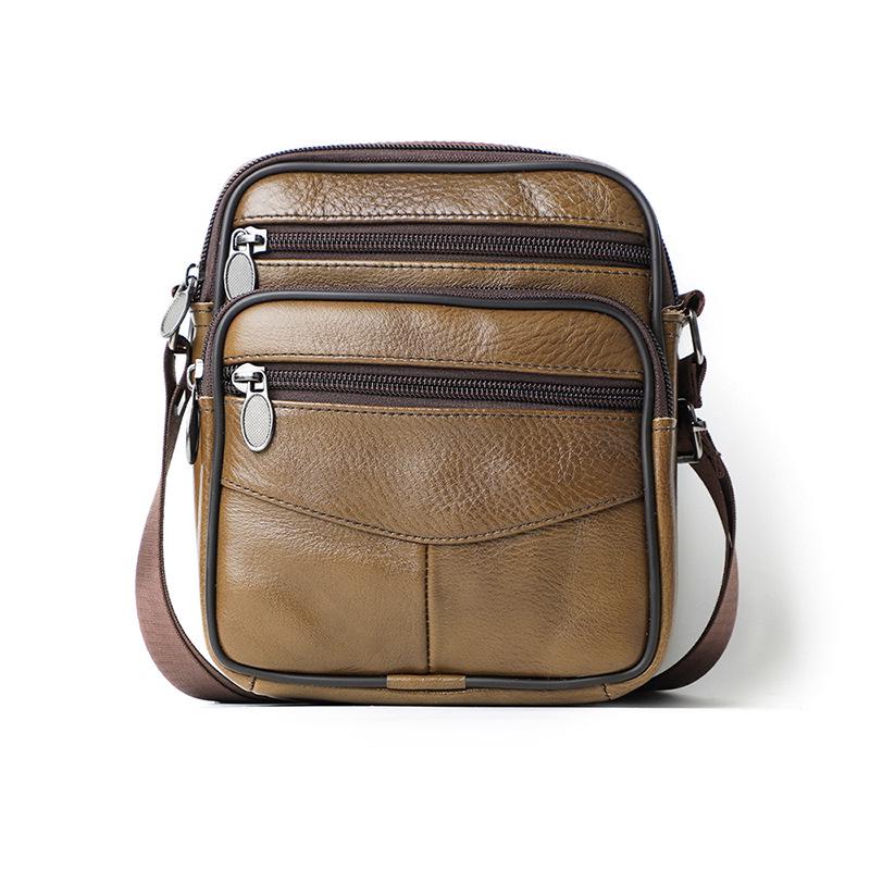 2024 Genuine Leather Men's Crossbody Bag, Simple Single Shoulder Design, Top Layer Cowhide.