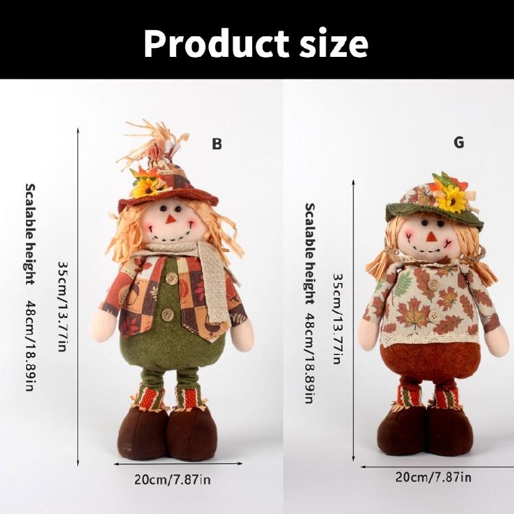 Standing Plush Harvest Scarecrows Dolls with Stretchable Long Legs Autumn Thanksgiving Festivals Decors for Indoor Space