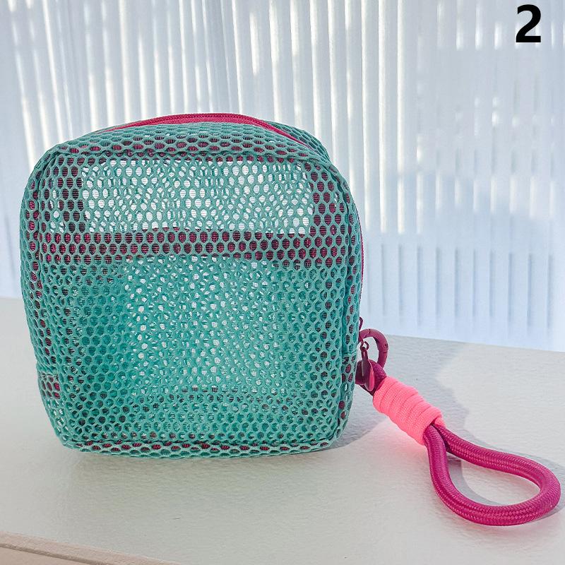 Dopamin Farbe Ultra-Leicht Netz Kosmetiktasche Reißverschluss Quadratisch Geformt Waschbeutel Multifunktional Damen Lippenstift Schlüssel Münzbeutel Tasche