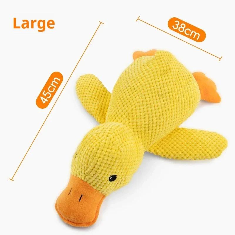 

Durable Squeaky Duck Dog Toy for Puppy Chewing Plush Calming Companion Pet Chew Toys for Teeth Cleaning Anxiety Relief XS