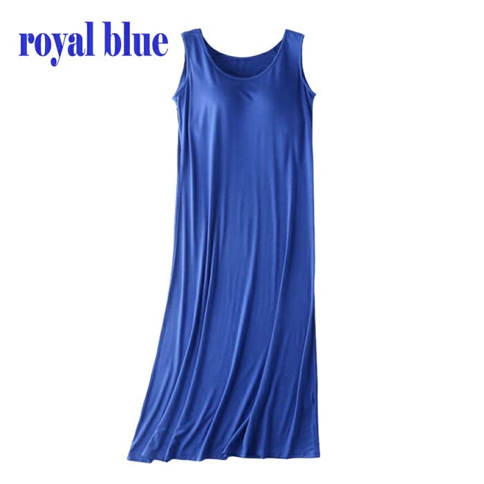 Karly Shop Sleeveless Dress with Perfect for Long Plus Navy Women's Cups, Loungewear, Length, Sizes, Spring/Summer, Rr77, 5L,