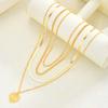 17KM 4pcs Fashion Gold Color Multi Layer Heart Pendant Necklaces for Women Exaggerated Metal Snake Bone Chain Necklaces Jewelry Set