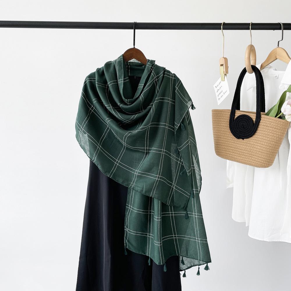 Solid Color Scarf for Women's Sunscreen Scarf Mid-length Scarf Monochrome Light Shawl Breathable Sweat-absorbing Scarf