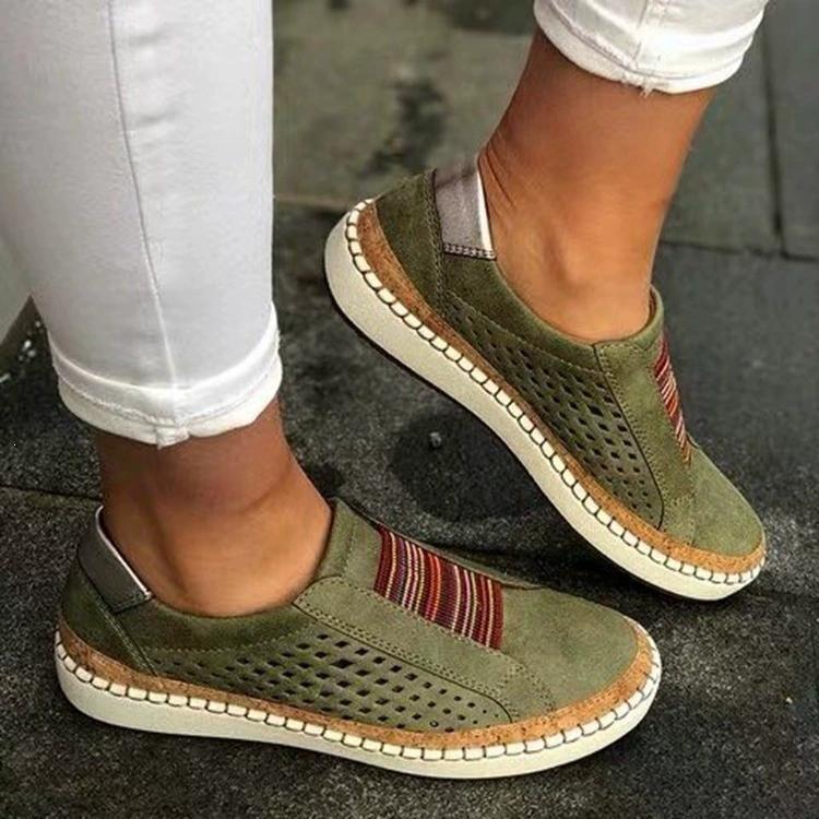 Women Hollow Out Perforated Slip On Loafers Tassel Decor Thick Sole Breathable Casual Walking Flats