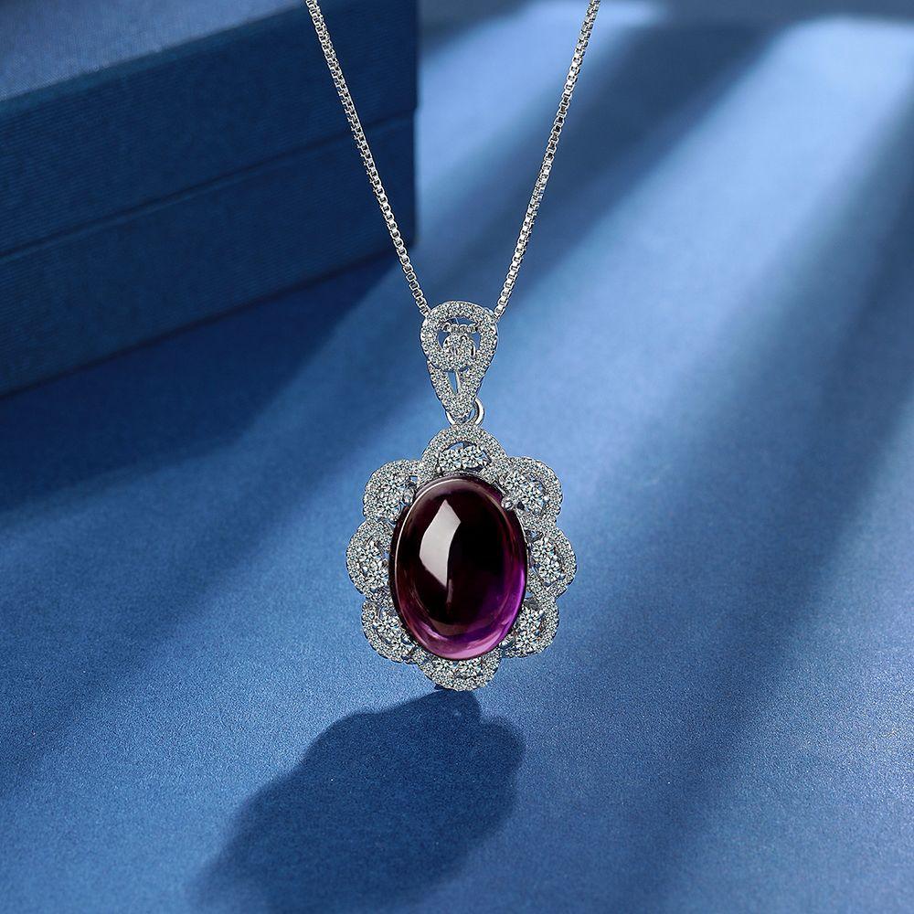 925 Sterling Silver Purple Diamond Crystal Zircon Luxury Bracelet Necklace Ring Birthday Party Wedding Set Gift