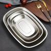 Korean Stainless Steel BBQ Grill Pan Gold/Silver Rectangular Tray for Hot Pot Nordic Dish for Meat Seafood Sushi