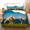 Funny Sheep King Queen Bedding Set Kids Farm Animal Duvet Cover White Little Lamb Comforter Cover 2/3pcs Polyester Quilt Cover
