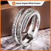 Huitan Geometric Women Ring Shiny Cubic Zircon Bridal Engagement Wedding Party Accessories Fancy Gift Simple Stylish Female Ring