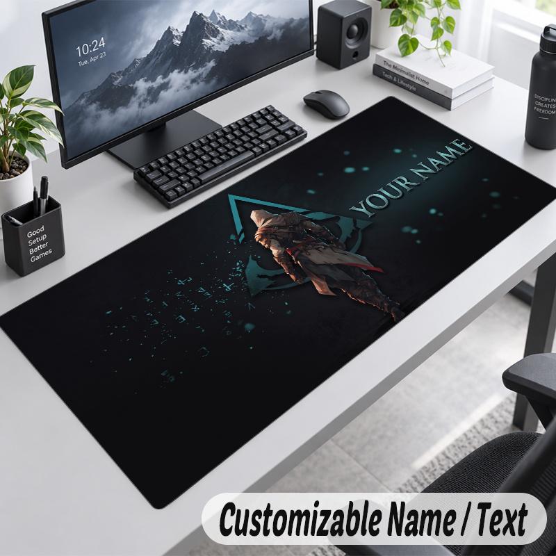 Assassin's Creed Personalized Large Mouse Pad Custom Name Text Extended Desk Mat Gaming Mousepad