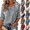 Damen Retro Bluse mit Blumenprint, Rüschen und Dreiviertelärmeln mit Bindekragen