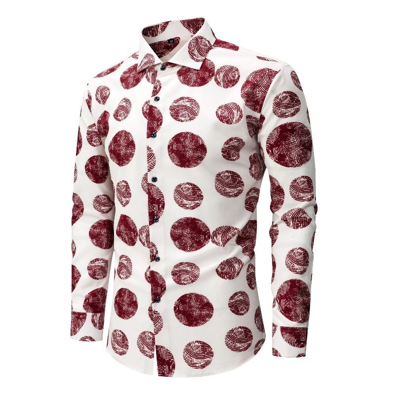 Men's Stretch Wrinkle Free Digital Print Long Sleeve Button Down Shirt.