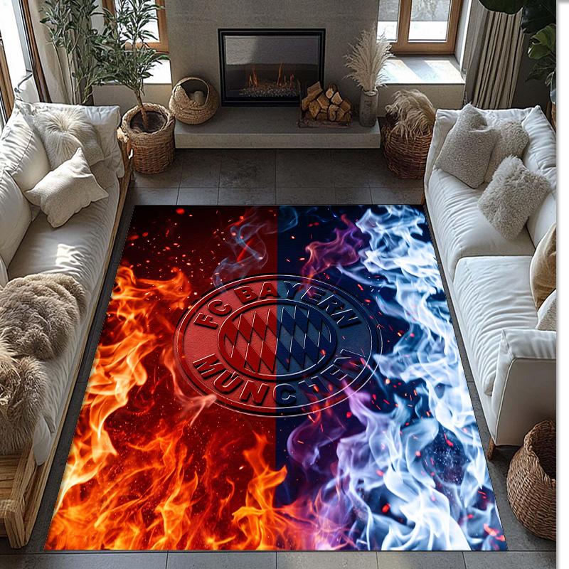 Alfombra Suave de Área con Patrón de Fútbol del Bayern de Múnich, Alfombra de Suelo Interior Antideslizante, Esterilla Decorativa Deportiva para Dormitorio