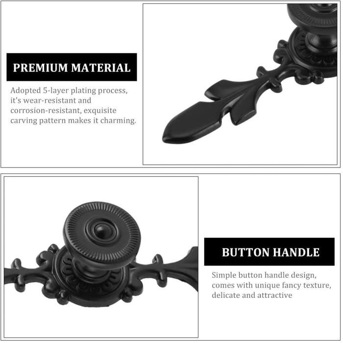 Lot de 4 poignées boutons vintage en alliage de zinc noir – style vieilli pour tiroir armoire