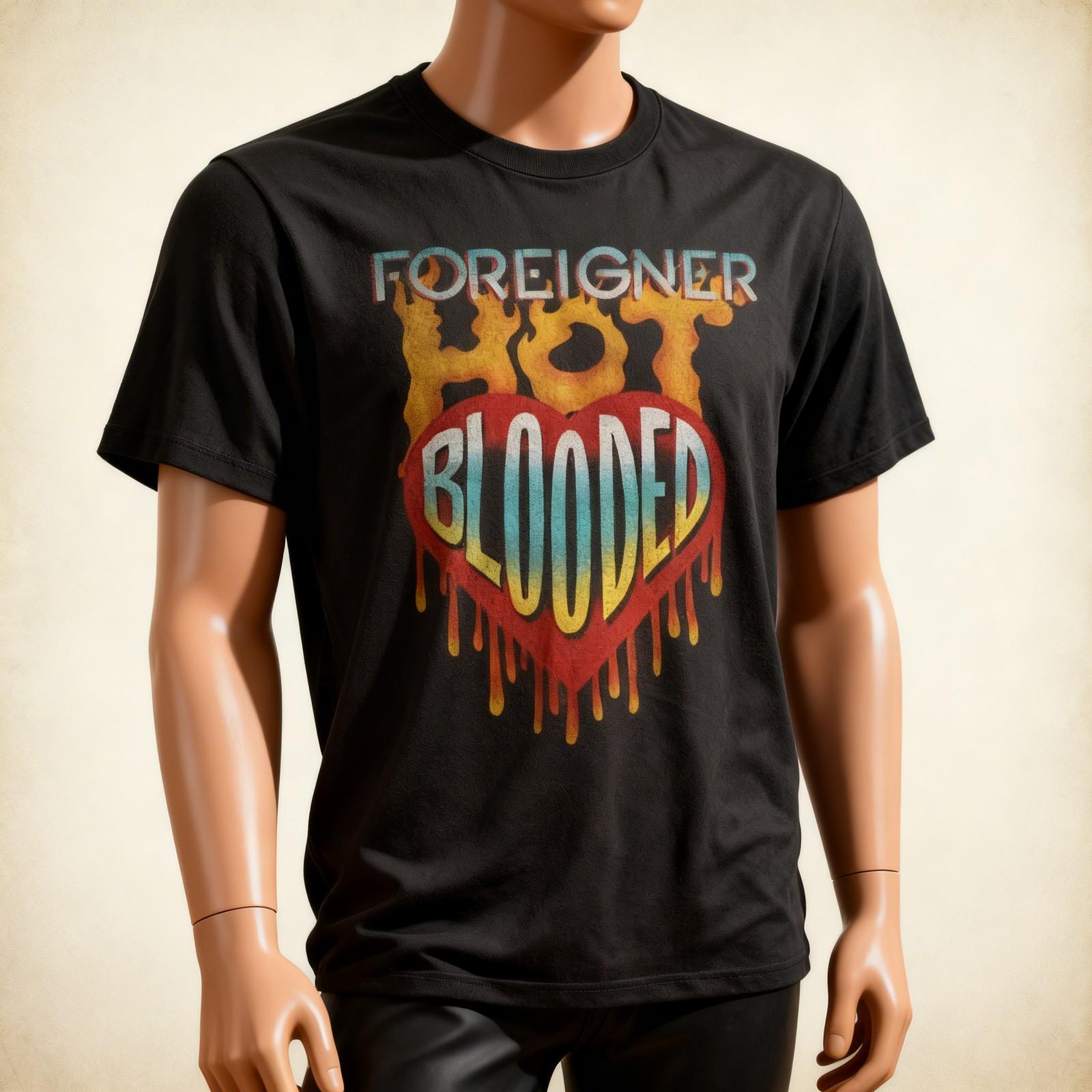 Foreigner Hot Blooded Black Adult T-Shirt XXL