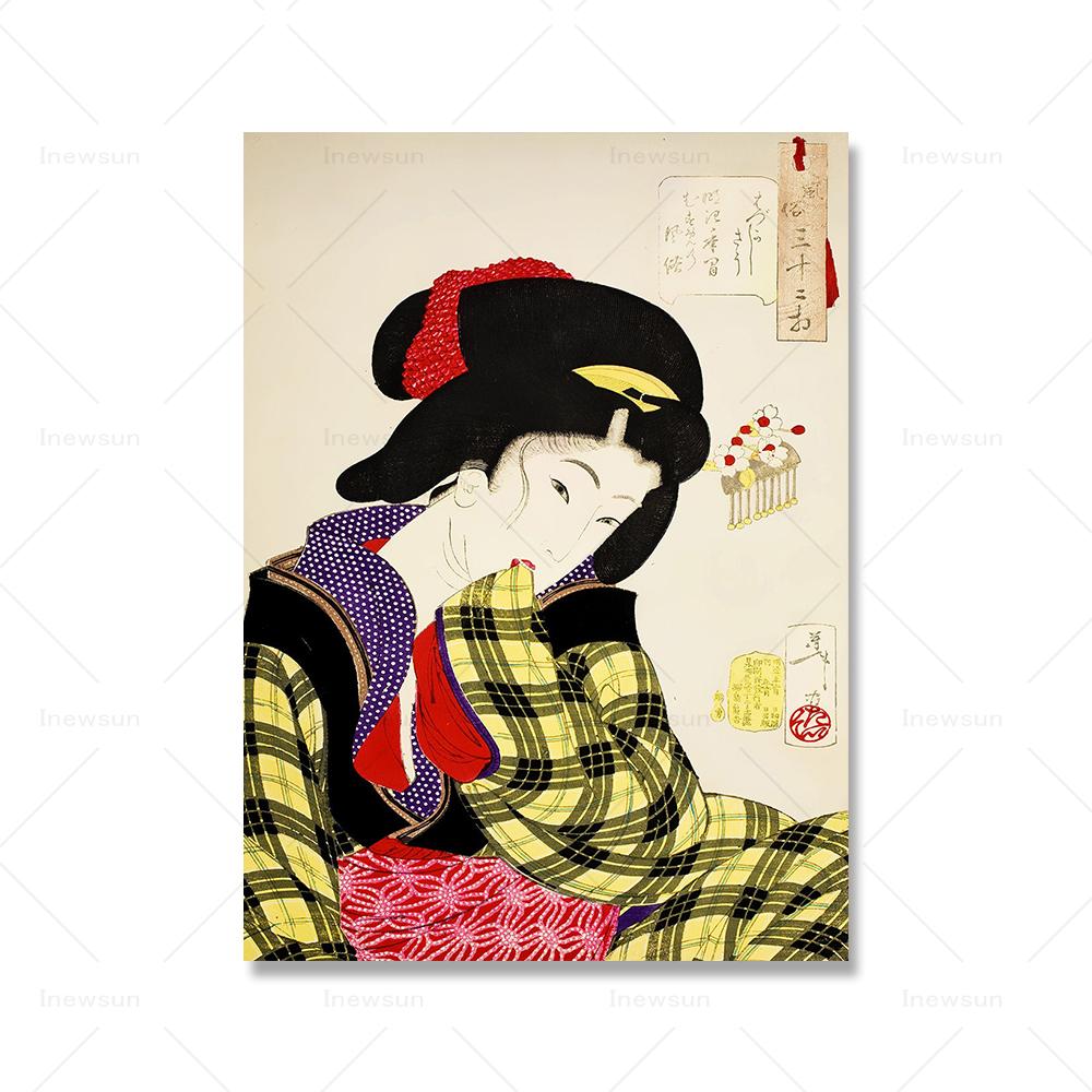 Japan Ukiyo Geisha Wall Art Canvas Painting Vintage Abstract Women Posters And Prints Wall Pictures For Kitchen Room Home Decor