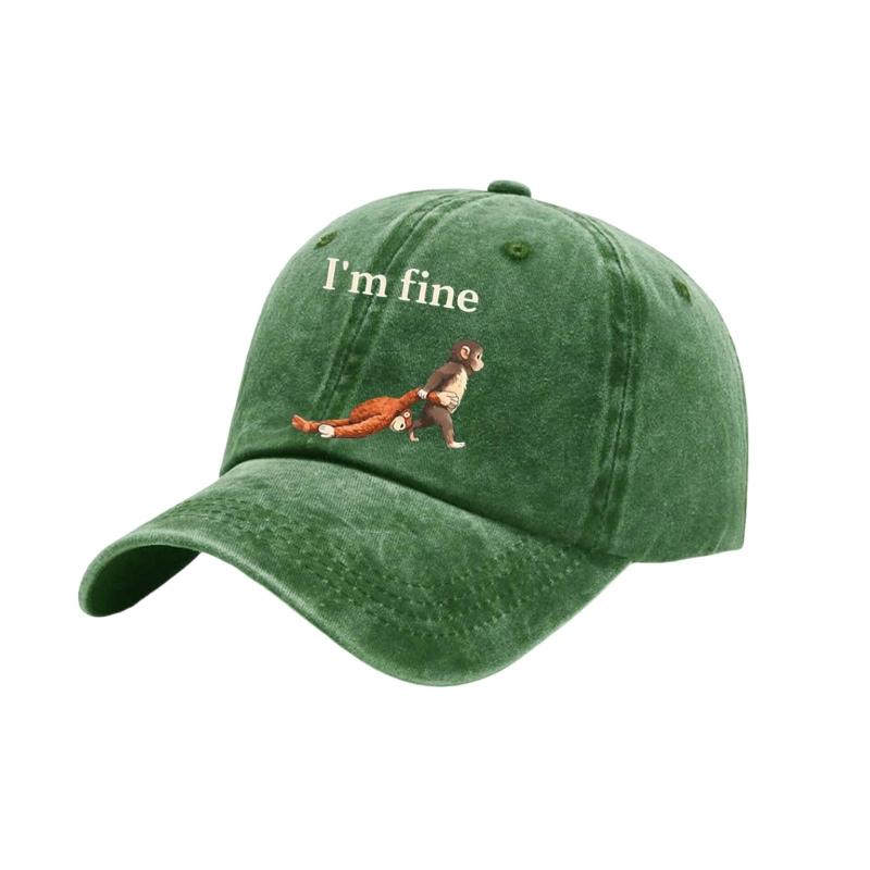 Punch Monkey Print Baseball Cap For Men And Women Unisex Adjustable Wash Cotton Sun Hat With Cartoon Pattern Daily Wear