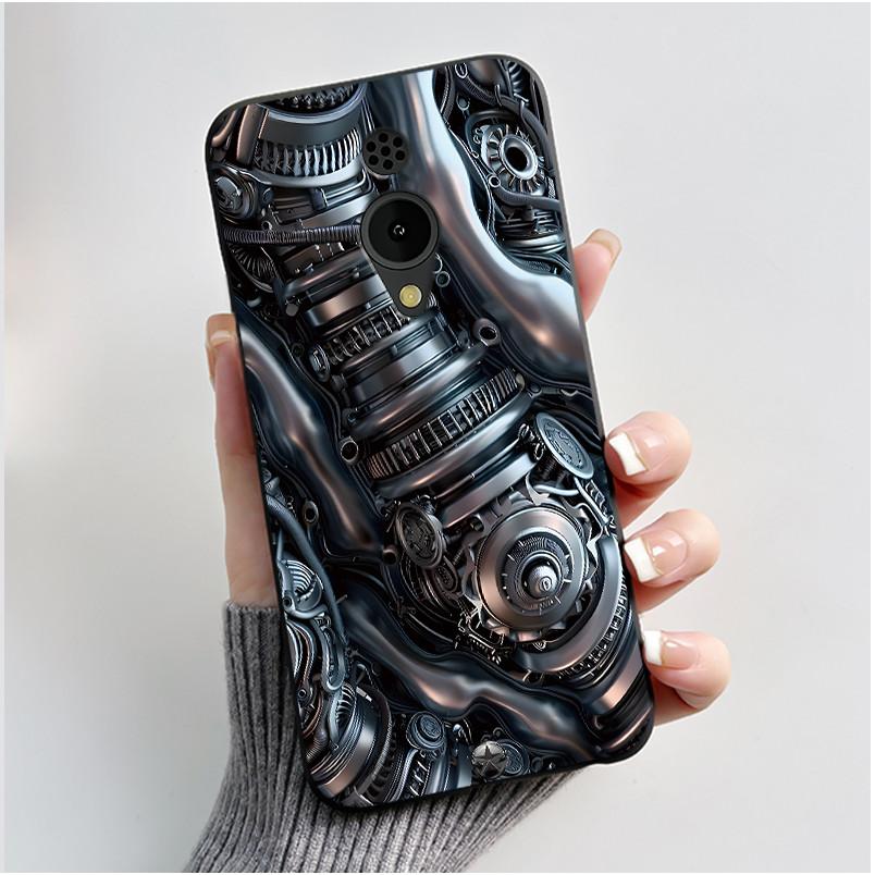 Hülle Für Nokia 150 2G 2023 TA-1582 Hülle Ästhetisch Luxuriös Niedlich Cool Jungen Mädchen Schwarz Matt Weiches TPU Vollschutz Rückseite