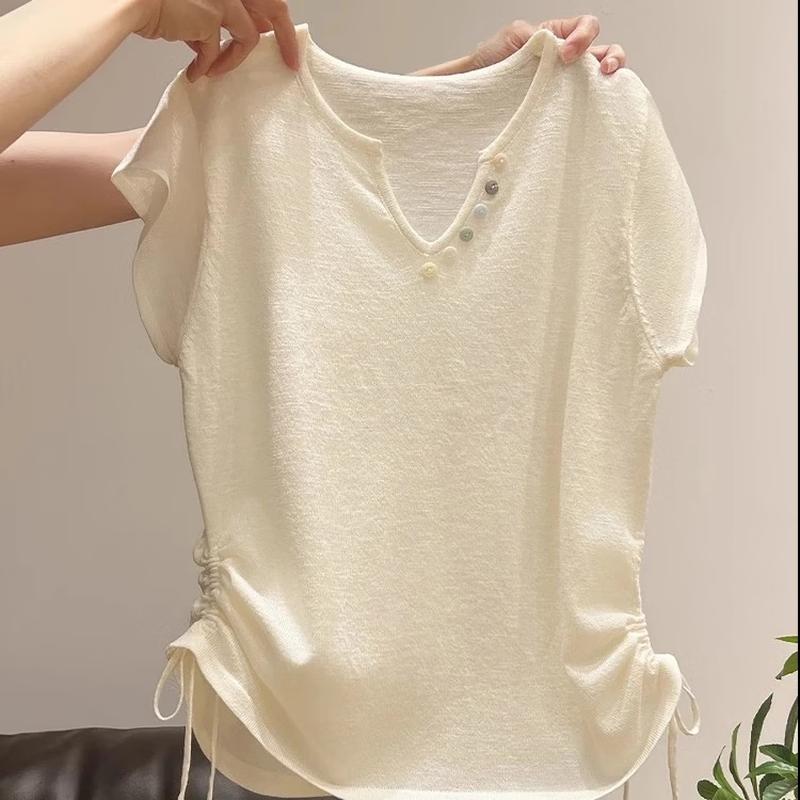 La Chapelle Women s V-Neck Flutter Sleeve Knit Top 2XL