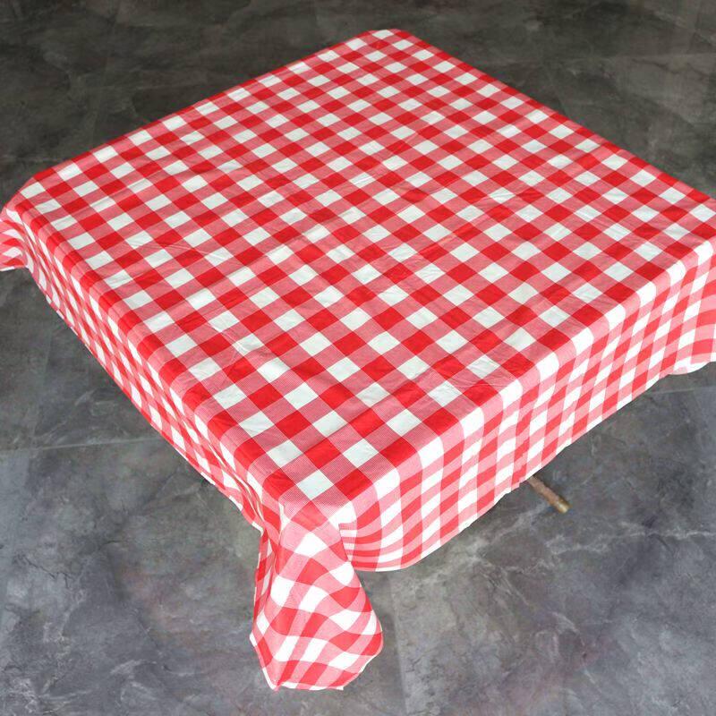 ZISIZ Red Plaid Disposable Plastic Tablecloth