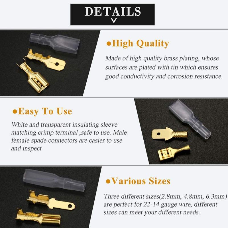 Quick Splice  Male and Female Wire Spade Connector Cold Press Terminal Male and Female Spade Terminals  Connector Insulation