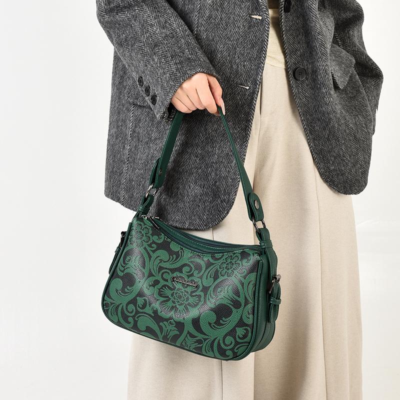 Sac Hobo Vintage à Motif Floral Gaufré pour Femmes - Sac à Bandoulière Mode en Similicuir pour l'Épaule avec Bandoulière Réglable pour le Quotidien Décontracté