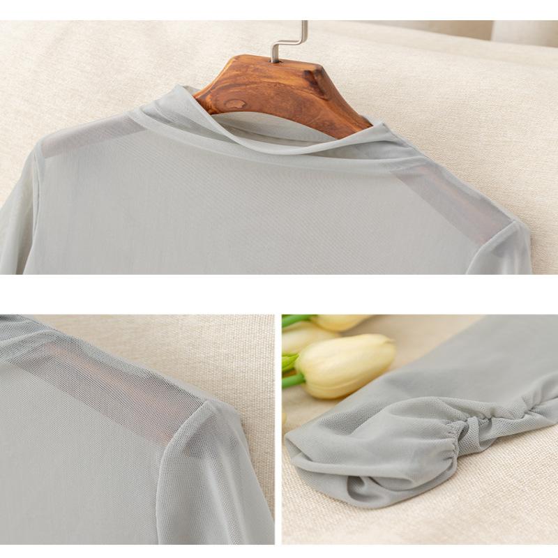 Women'S Autumn See-Through Sexy Mesh Knitted Long-Sleeved T-Shirt Top Fs391A