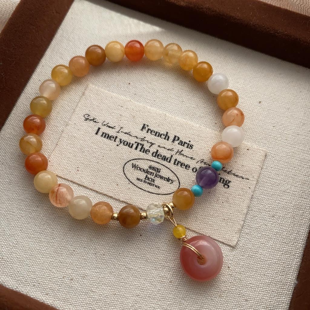 Bracelet Agate Rouge Nanhong, Bracelet Design de Niche, Style National Métaphysique, Fermoir de Sécurité Gourde, Tempérament Élégant, Bracelet, Femmes