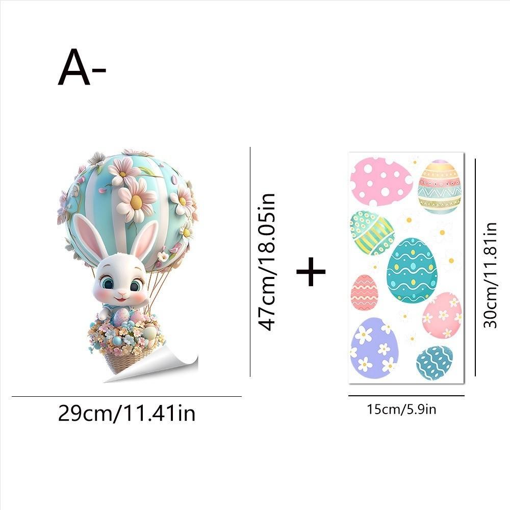 Self-Adhesive Flower Rabbit Sticker Easter Festival Party Sticker New Wall Decal  Glass Decoration