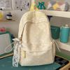 Schoolbag manufacturer large capacity solid color backpack popular junior high school students embroidery schoolbag travel new backpack women