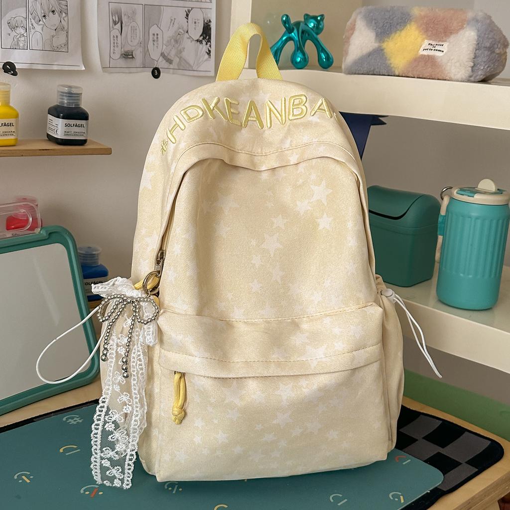 Schoolbag manufacturer large capacity solid color backpack popular junior high school students embroidery schoolbag travel new backpack women