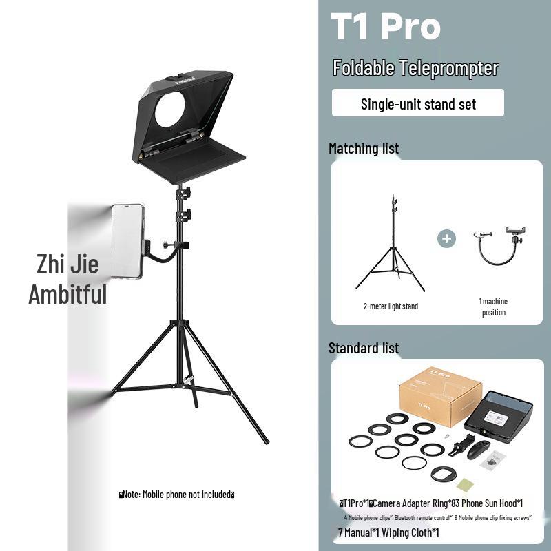Ambitful Zhi Jie T1 Pro Foldable Teleprompter for Mobile Phones, Tablets, and Live Broadcasts