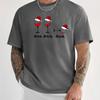 Mens Short Sleeve Cotton Christmas with Drunk Glasses Printed Alcohol Lovers Soft Comfortable Breathable Street Hip Hop Daily
