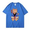 Japanese Harajuku Samurai Sword Cat T-Shirt Men Women Casual Tee Clothes Cotton Summer Tops Breathable T-Shirts