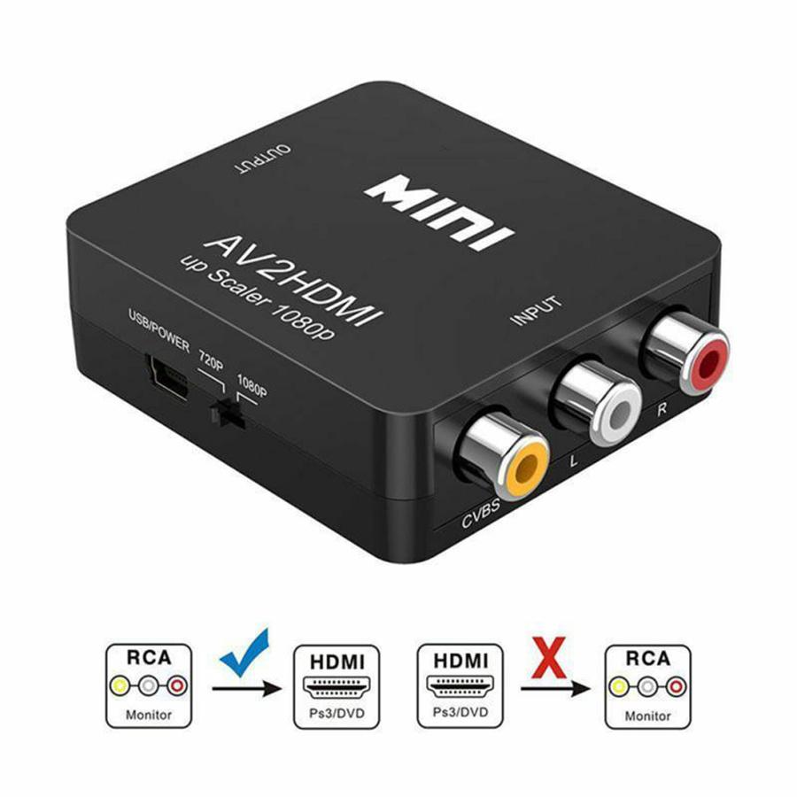 1080P RCA Kompositt CVBS AV til HDMI Video Lyd Konverterboks AV2HDMI Adapter