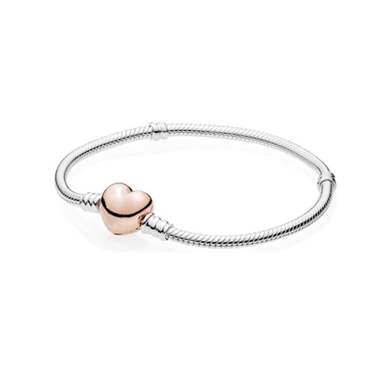 Thick Heart Snake Chain Bracelet Available In Gold And Rose Gold Dual Tone Basic Snake Bone Bracelet