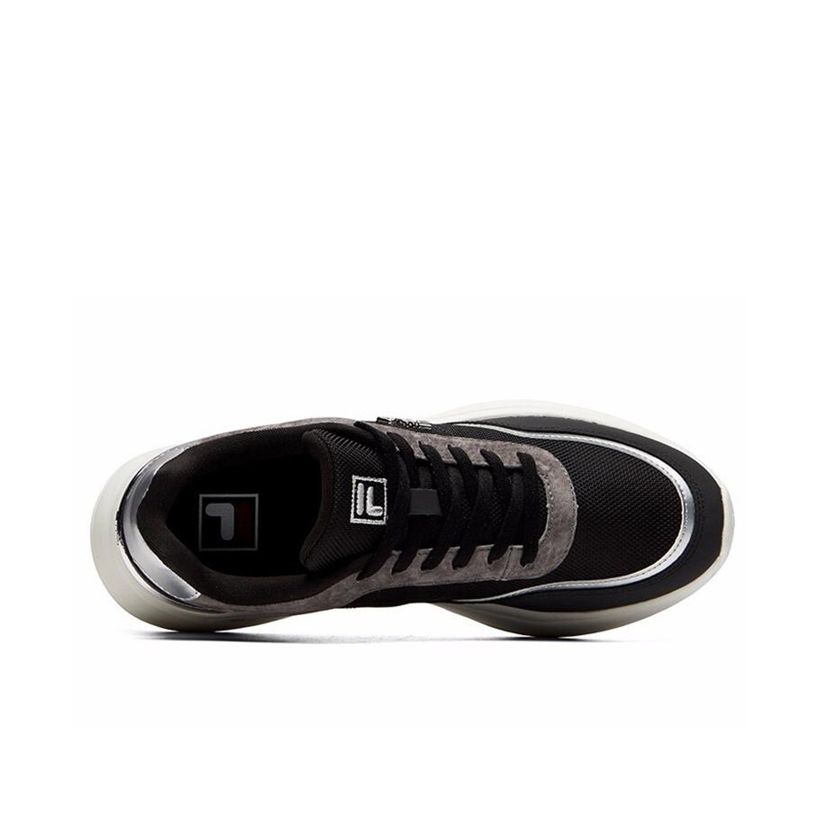 FILA Faux Leather Fabric Comfortable Versatile Shock Absorbing Wear Resistant Low Top Casual Shoes Women sneaker Black Gray F12W114208FBQ