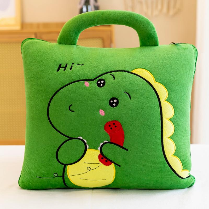 

Two-in-one Cute Pillow Quilt Dual-use Pillow Folding Air Conditioning Blanket Car Interior Cushion Pillow Blanket Dumbo 160x100cm зелёный