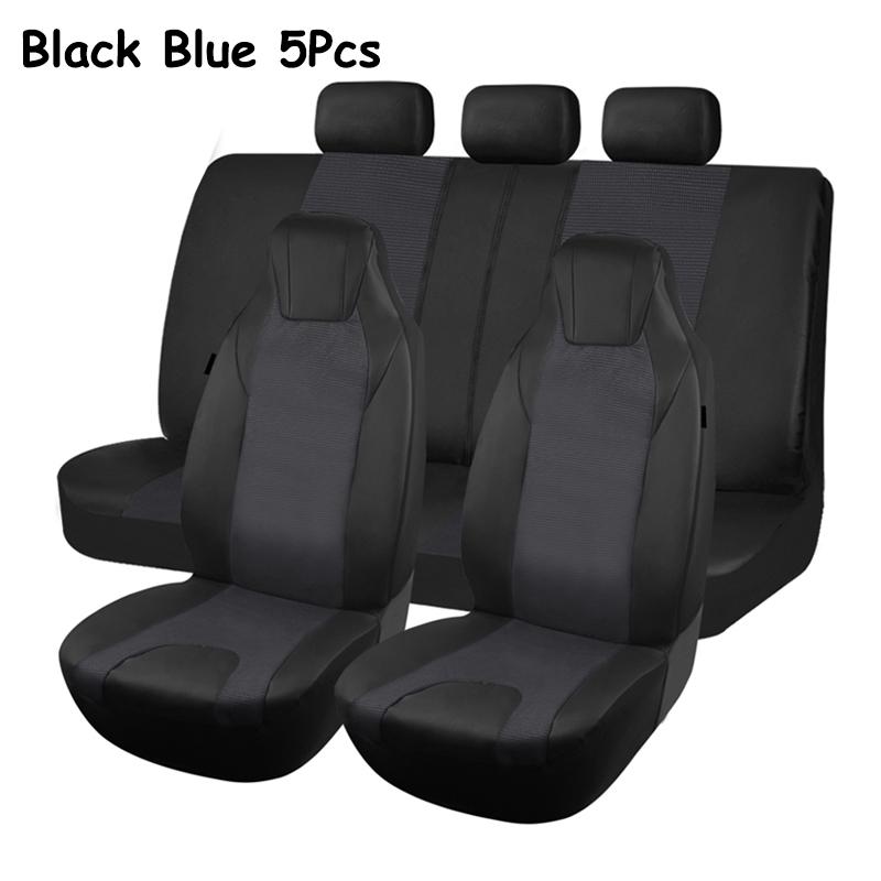 AUTO PLUS High Back Car Seat Covers Universal Size Fit For Most Car SUV PU Leather Spliced With Dot Jacquard Fabric Seat covers