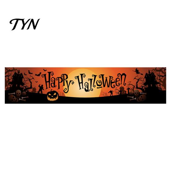 Indoor Outdoor Hanging Banner Large Happy Halloween for Outside, 70 x 15 Inch Yard Sign Front Porch Decor Flag, Spooky Welcome Garden Fence Home Party